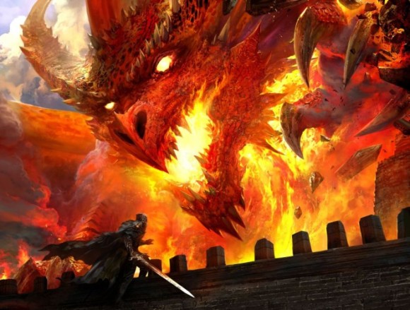 dragon attacks castle, poor defender